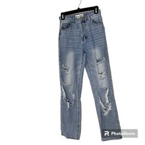 SONG DENIM JEANS 0/24 Destroyed Distressed Straight Leg Baggy